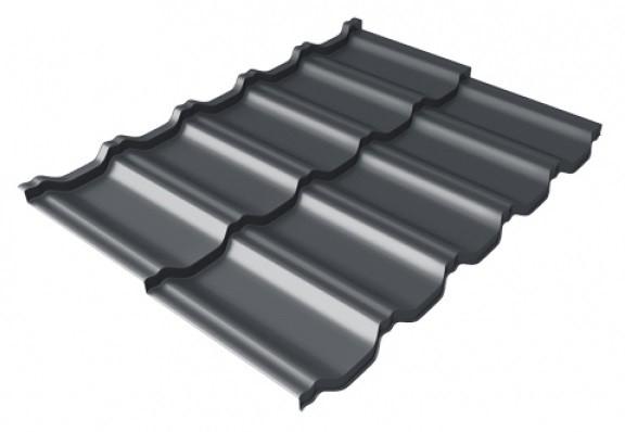 Металлочерепица модульная Квинта Uno Grand Line c 3D резом 0,5 Satin Мatt RAL 7024 мокрый асфальт купить в Дмитрове