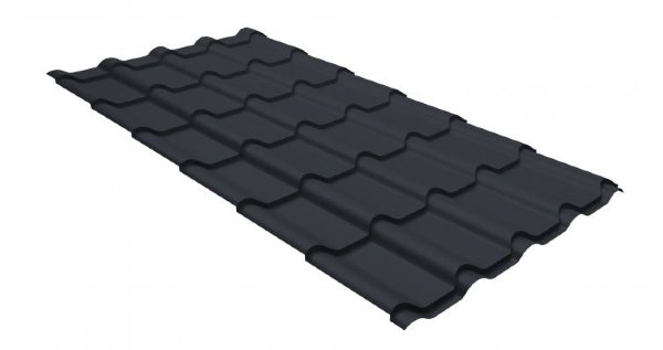 Металлочерепица камея GL 0,5 GreenCoat Pural RR 23 темно-серый (RAL 7024 мокрый асфальт) купить в Дмитрове