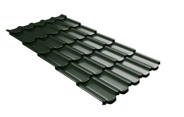 Металлочерепица квинта плюс с 3D резом 0,5 GreenСoat Pural Matt RR 11 темно-зеленый (RAL 6020 хромовая зелень) купить в Дмитрове