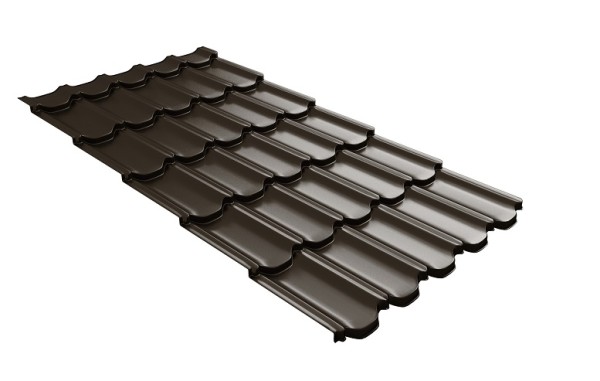 Металлочерепица квинта плюс с 3D резом 0,5 GreenСoat Pural Matt RR 32 темно-коричневый (RAL 8019 серо-коричневый) купить в Дмитрове