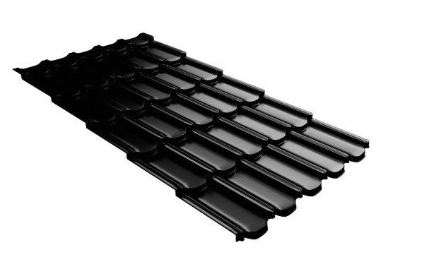 Металлочерепица квинта плюс с 3D резом 0,5 GreenСoat Pural Matt RR 33 черный (RAL 9005 черный) купить в Дмитрове