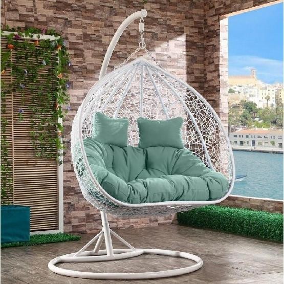 Кресло Подвесное из искусственного ротанга AFM-109A White/Green купить в Дмитрове