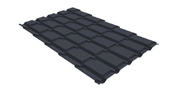 Металлочерепица GL квадро профи 0,5 GreenCoat Pural RR 23 темно-серый (RAL 7024) мокрый асфальт купить в Дмитрове