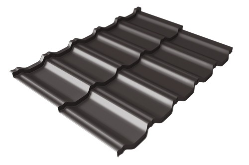 Металлочерепица модульная Квинта Uno Grand Line c 3D резом 0,5 GreenСoat Pural Matt RR 32 темно-коричневый (RAL 8019 серо-коричневый) купить в Дмитрове