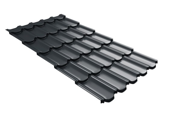 Металлочерепица квинта плюс с 3D резом 0,5 Satin RAL 7016 антрацитово-серый купить в Дмитрове