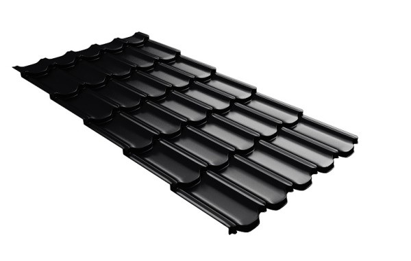 Металлочерепица квинта плюс с 3D резом 0,5 Satin RAL 9005 черный купить в Дмитрове