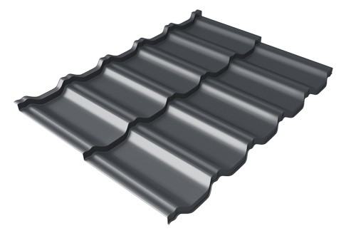 Металлочерепица модульная Квинта Uno Grand Line c 3D резом 0,5 Velur RAL 7024 мокрый асфальт купить в Дмитрове