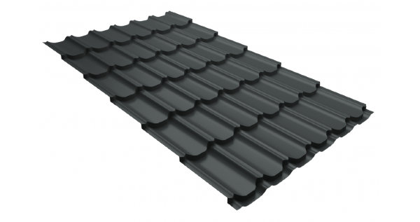 Металлочерепица квинта плюс 0,5 GreenCoat Pural Matt RR 23 темно-серый (RAL 7024 мокрый асфальт) купить в Дмитрове