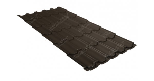 Металлочерепица квинта плюс 0,5 GreenCoat Pural Matt RR 32 темно-коричневый (RAL 8019 серо-коричневый) купить в Дмитрове